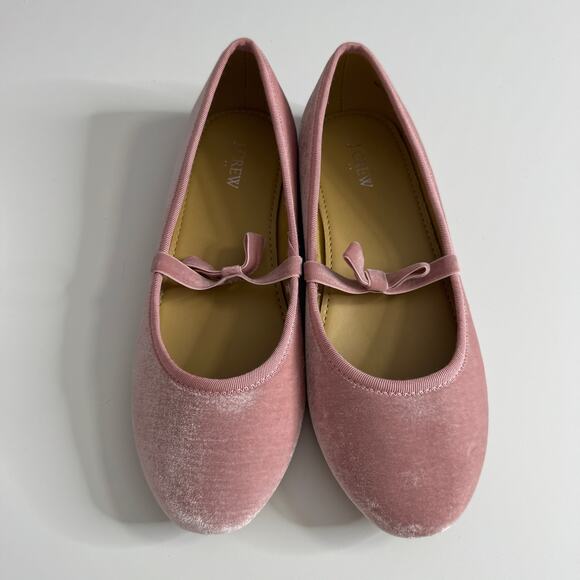 NWOT J. CREW CREWCUTS Girls' Velvet Bow Strap Mary Janes Pink 4 - Picture 2 of 7